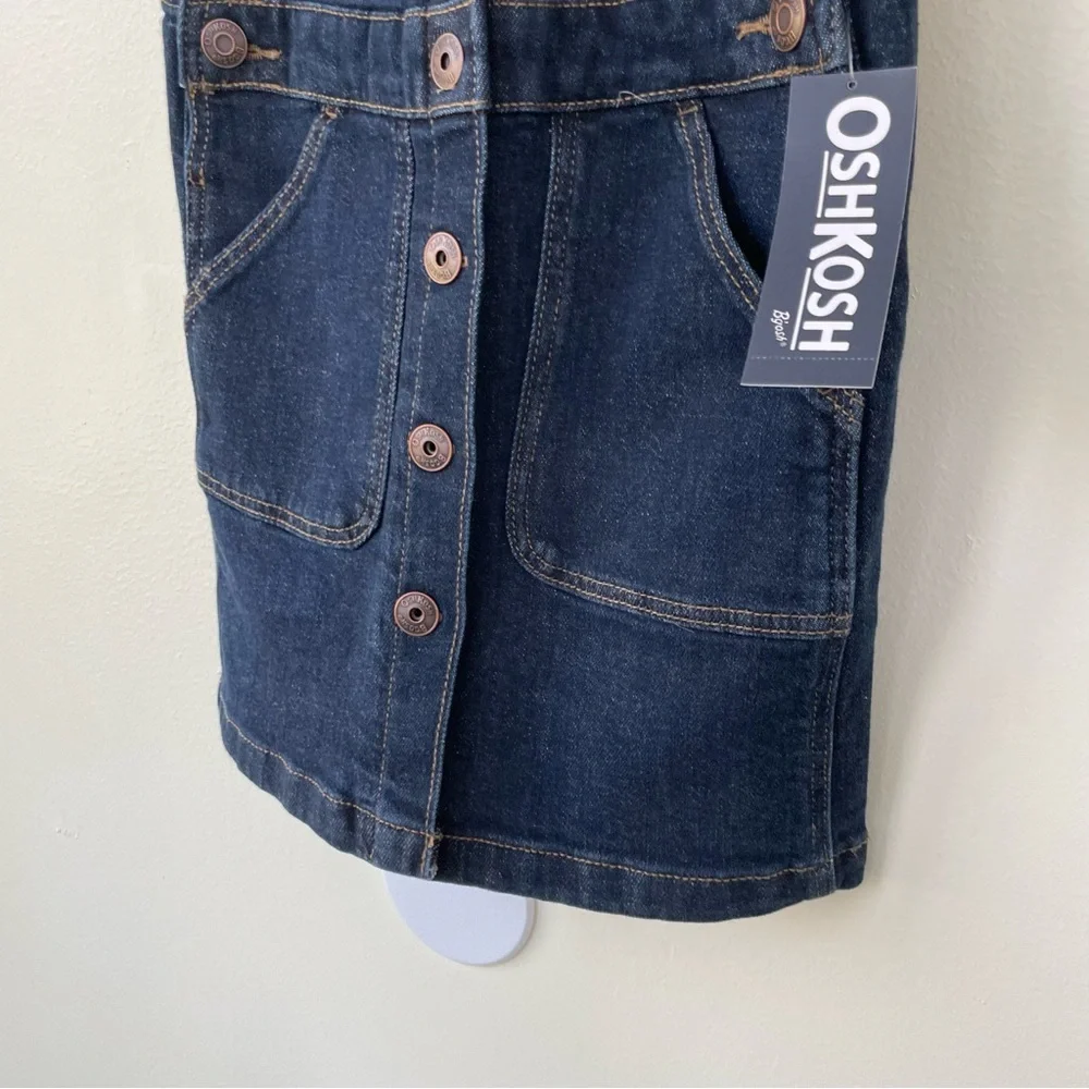NWT OshKosh B'gosh Girls Denim Skirtall - Blue Dark Wash Denim 6/6x $44
